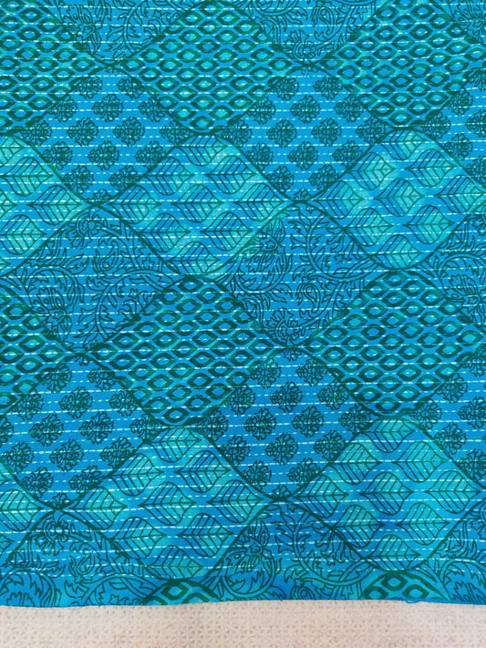 KANTHA BLUE HANDBLOCK PRINTED COTTON FABRIC
