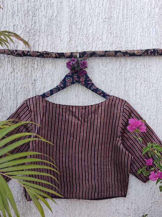 BROWN STRIPES SILK READYMADE BLOUSE