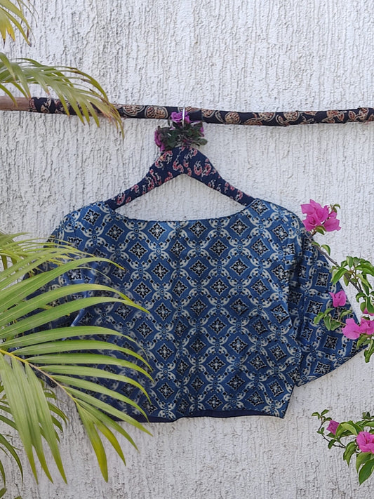 INDIGO JAAL SILK READYMADE BLOUSE