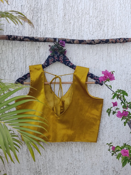 MUSTARD GOLD SILK READYMADE BLOUSE