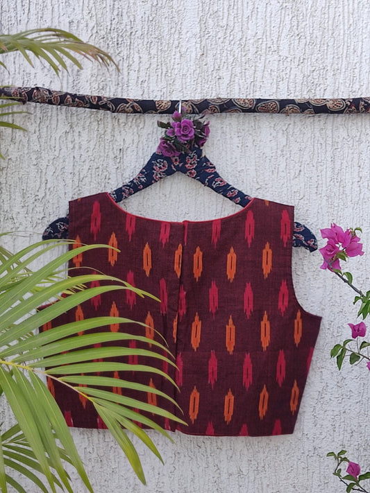 MAROON IKAT READYMADE BLOUSE