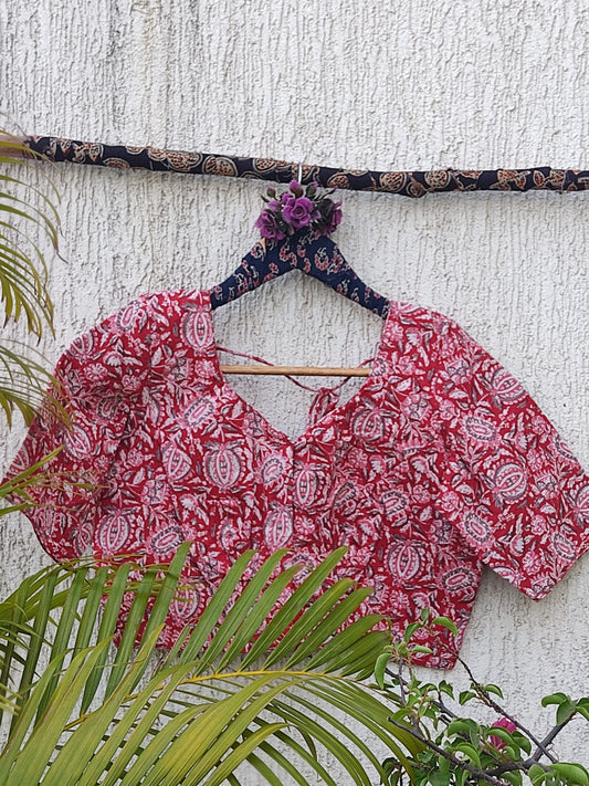 RED FLORAL READYMADE BLOUSE