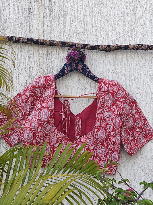 RED FLORAL READYMADE BLOUSE