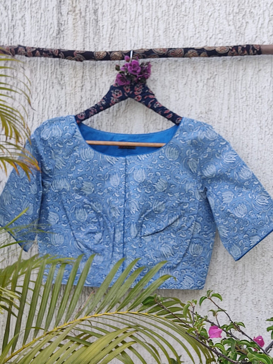 BLUE LOTUS PRINT READYMADE BLOUSE