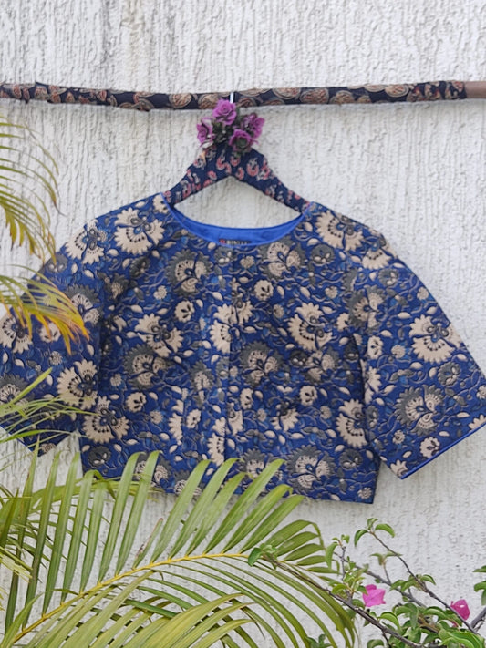 INDIGO KALAMKARI READYMADE BLOUSE