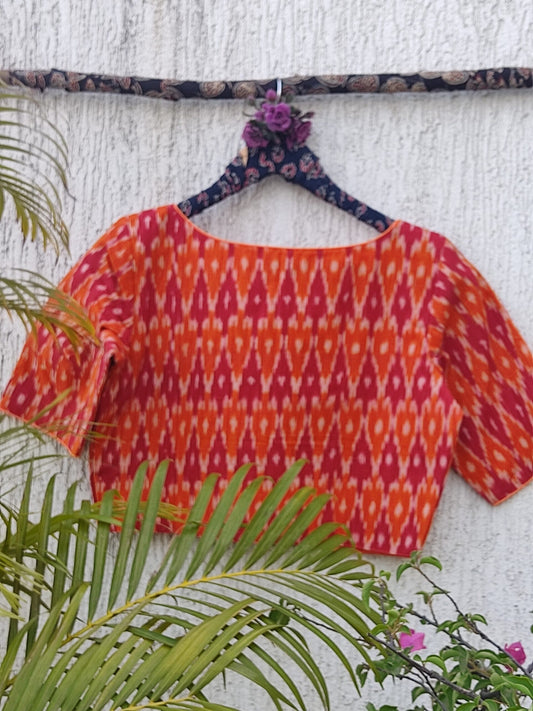 ORANGE WOVEN IKAT READYMADE BLOUSE