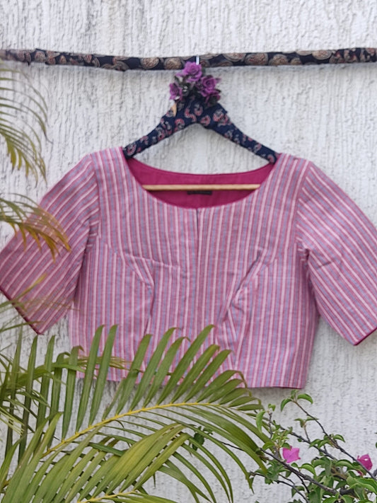 PINK WOVEN STRIPES READYMADE BLOUSE