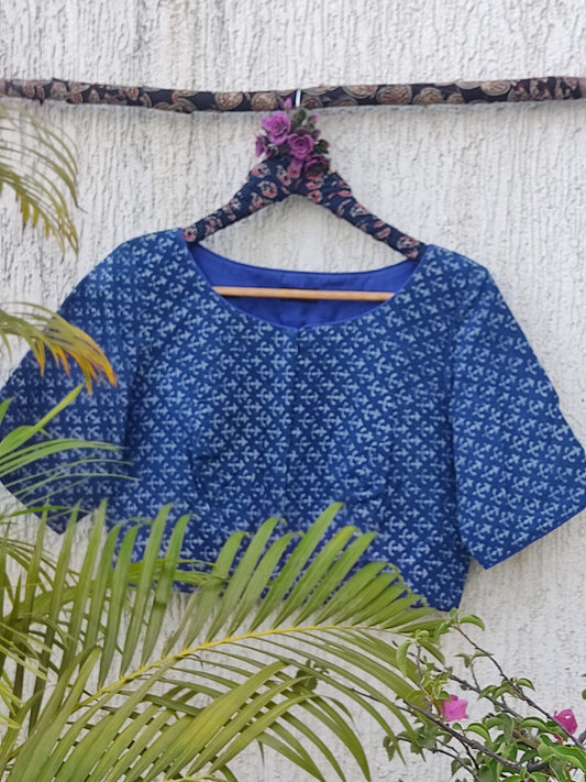 INDIGO HANDBLOCK PRINTED READYMADE BLOUE