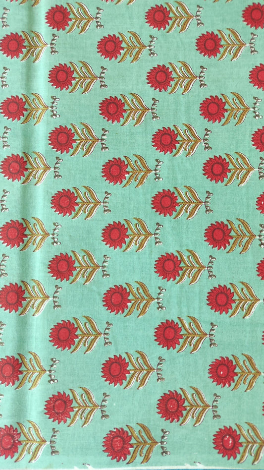 RAMA FLORAL JAAL HANDBLOCK PRINTED COTTON FABRIC