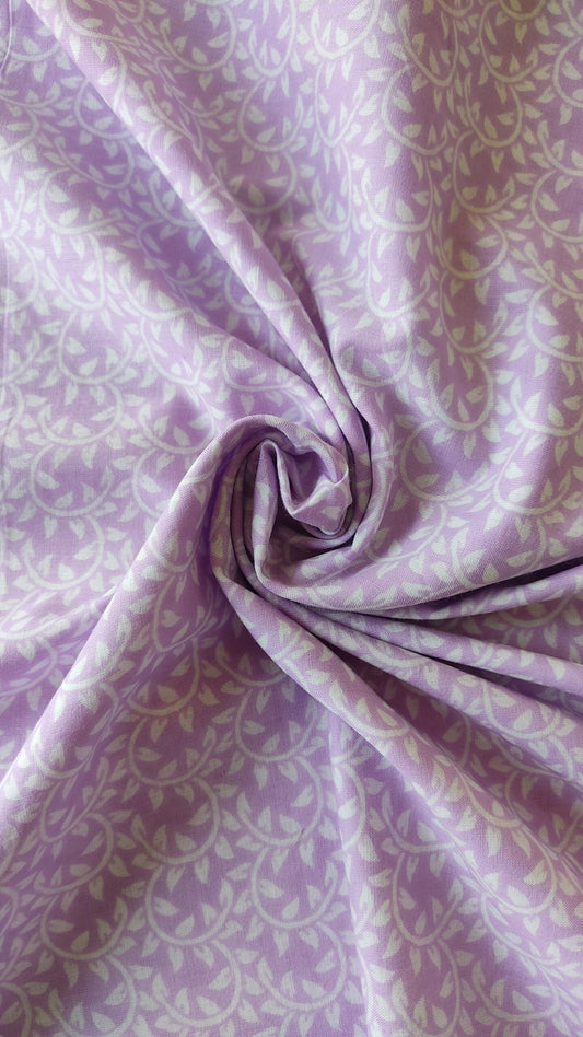 LIGHT PURPLE JAAL HANDBLOCK PRINTED COTTON FABRIC