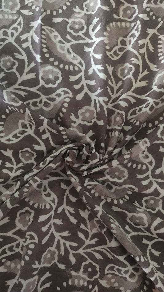 Kashish Floral Jaal Dabu Handblock Printed Cotton Fabric