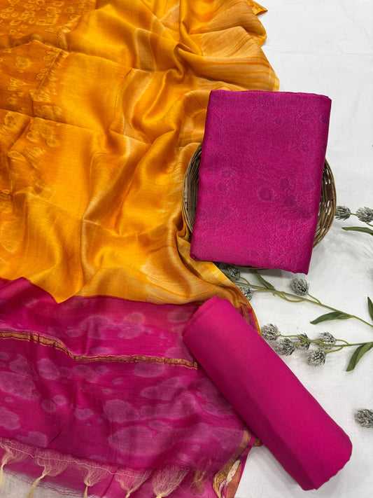 Handwoven Chanderi silk dress material from India