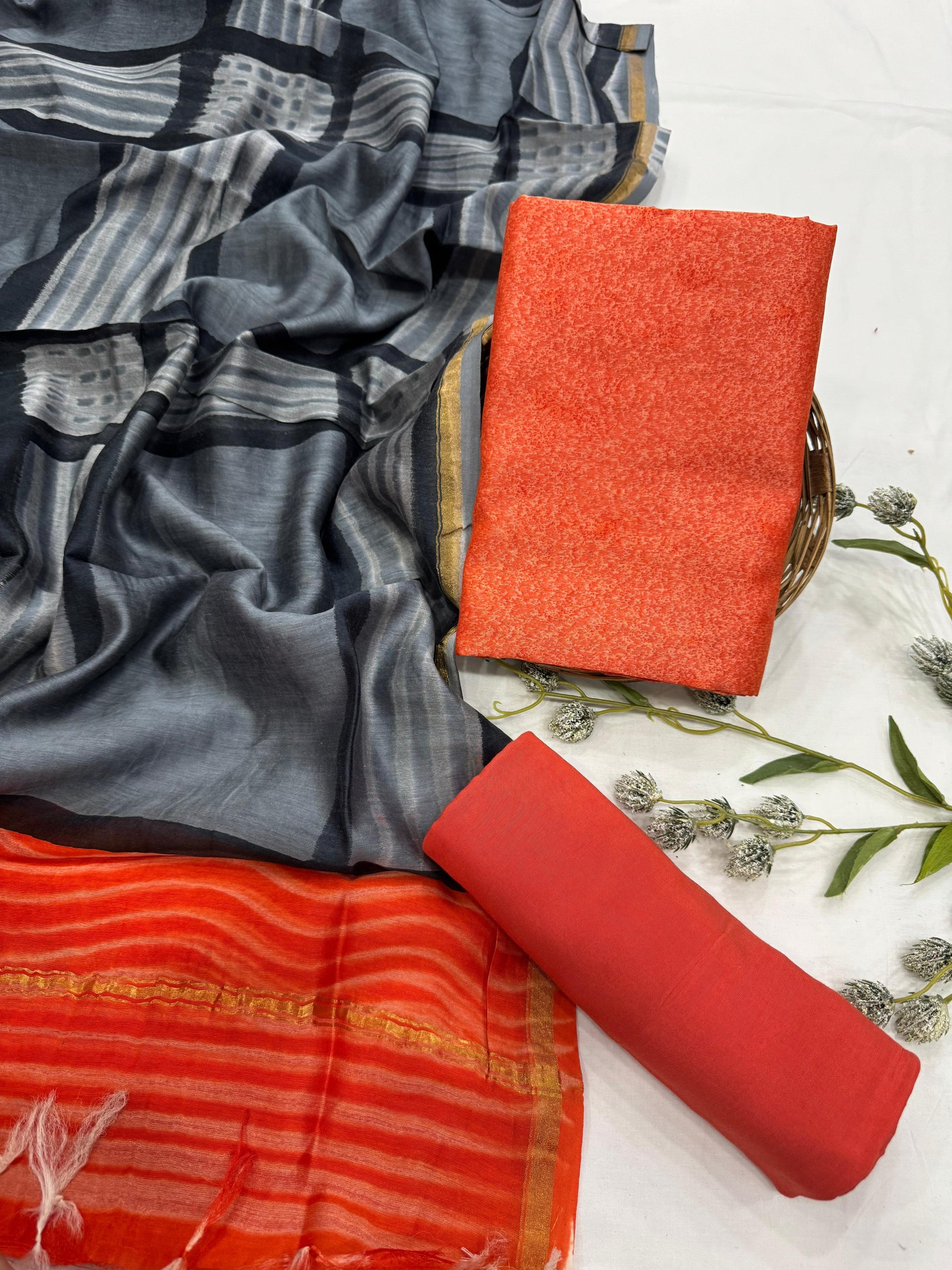 Elegant lightweight Chanderi silk fabric for suits