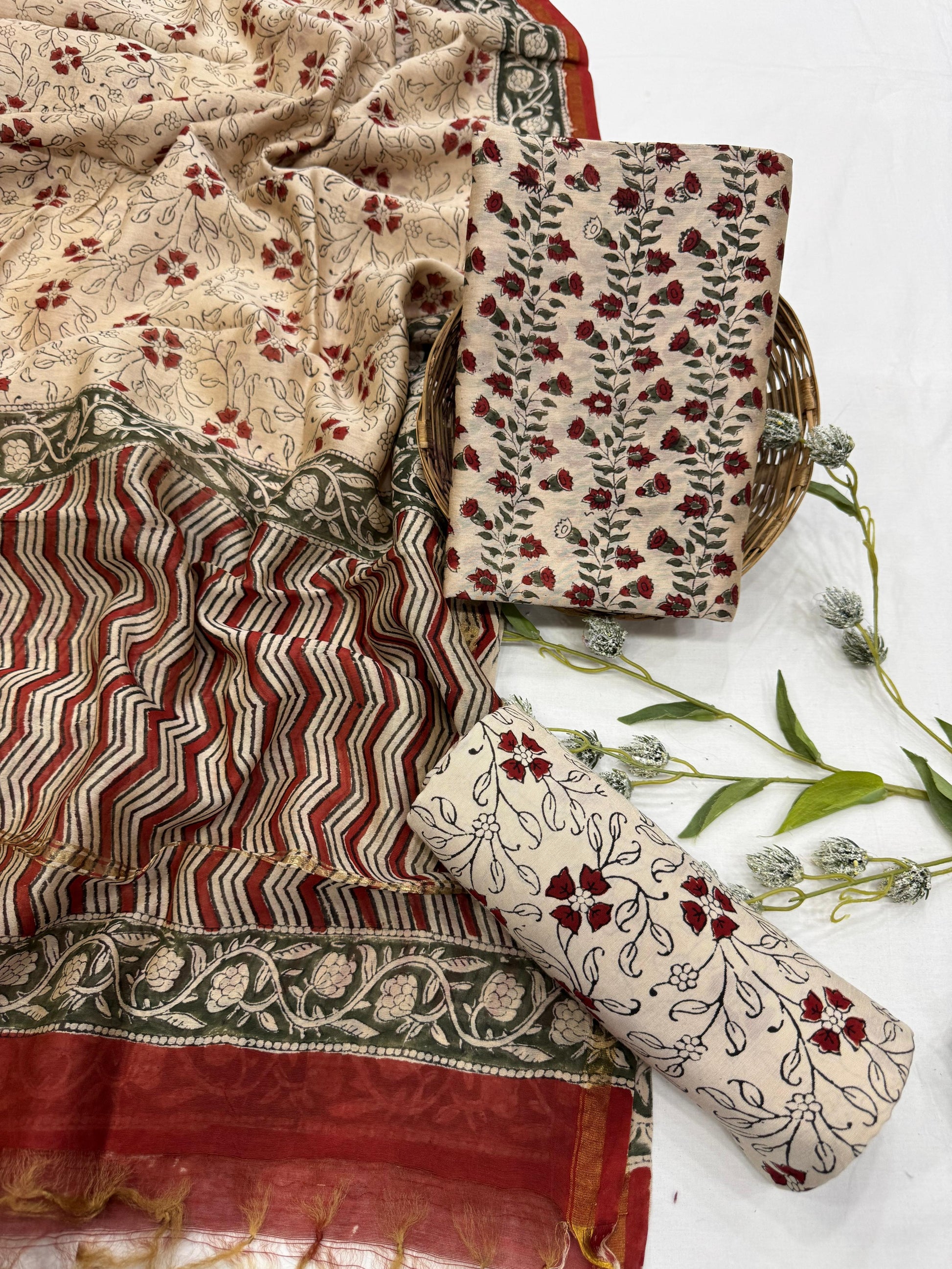 Ethnic Chanderi silk dress fabric for stitching