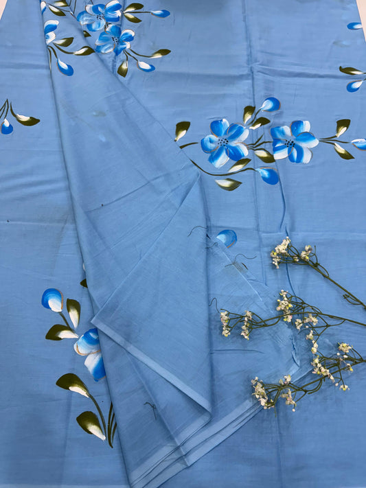 POWDER BLUE HANDPAINTED SAREE