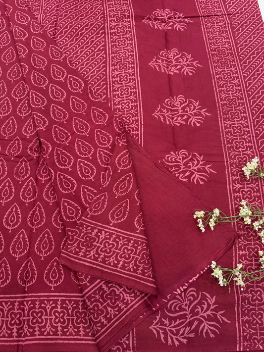 DUSTY PINK BAGRU HANDBLOCK PRINTED SAREE