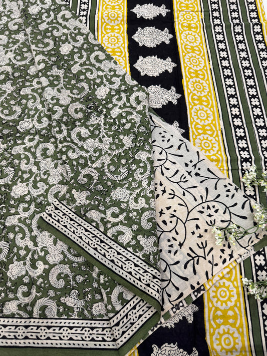 BLUE BAGRU HANDBLOCK PRINTED SAREE