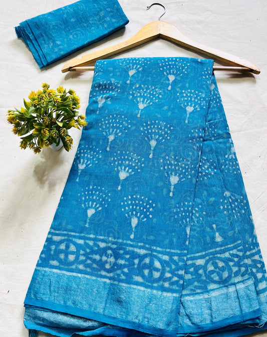 OYSTER COTTON LINEN SAREE