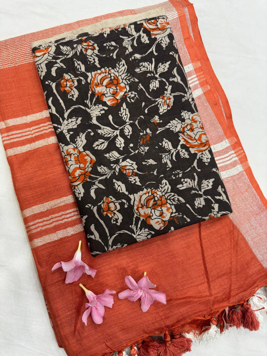 Cotton linen saree perfect for workwear