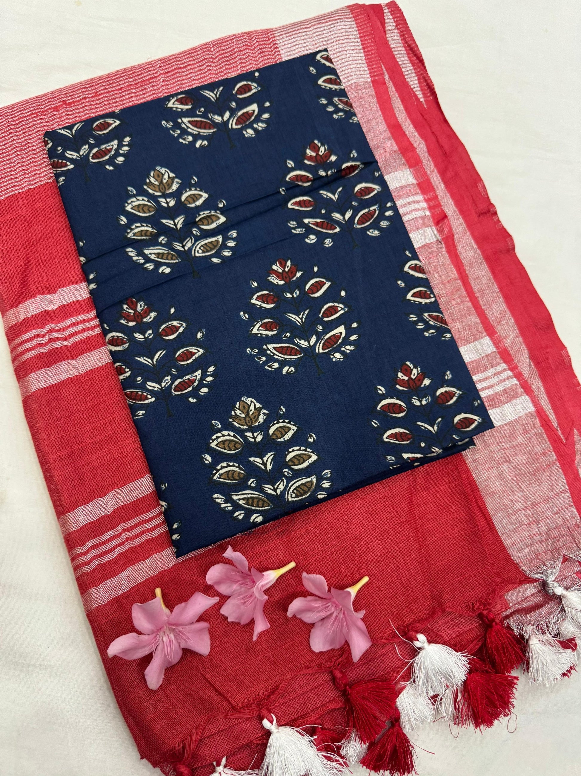 Lightweight Jaipur cotton linen saree