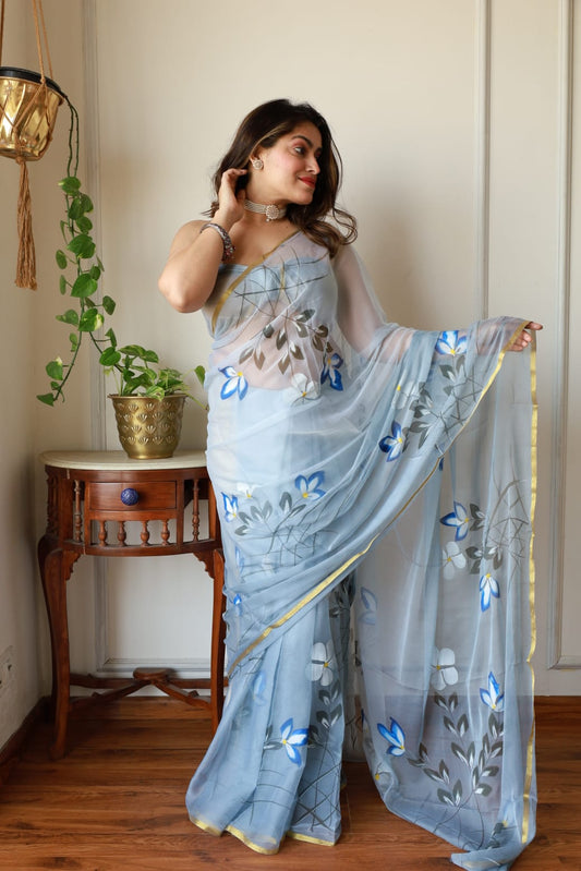 Lightweight Jaipur chiffon saree for summer occasions