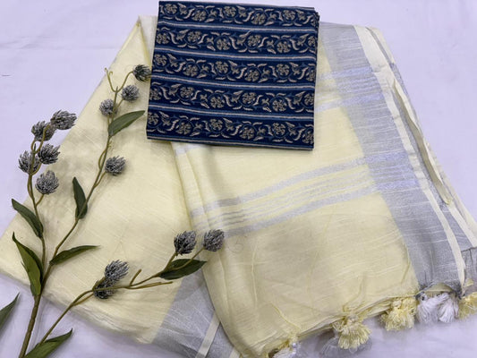 Lightweight Plain Saree – Cotton Linen Everyday Comfort