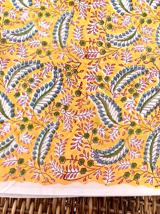 Yellow Handblock Cotton Fabric – Gulmohar Collection