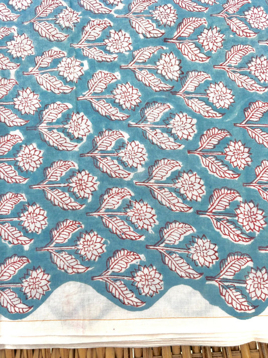 Blue Handblock Cotton Fabric – Gulmohar Collection