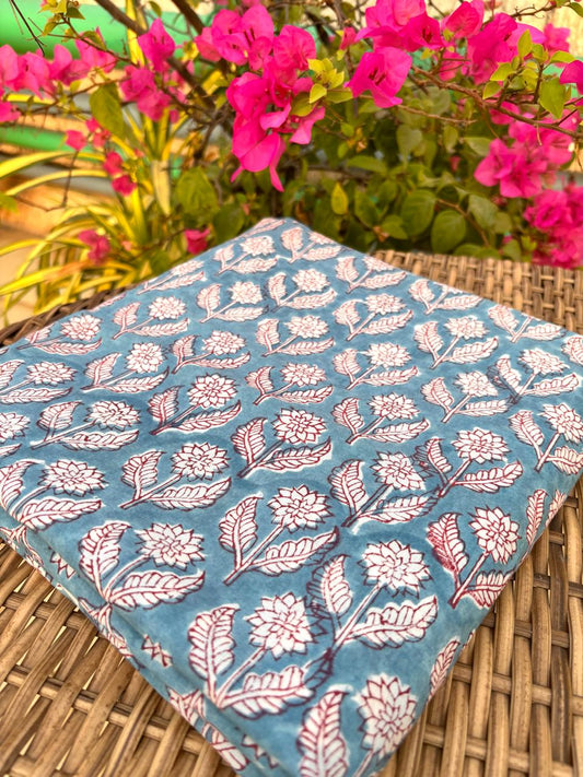 Blue Handblock Cotton Fabric – Gulmohar Collection