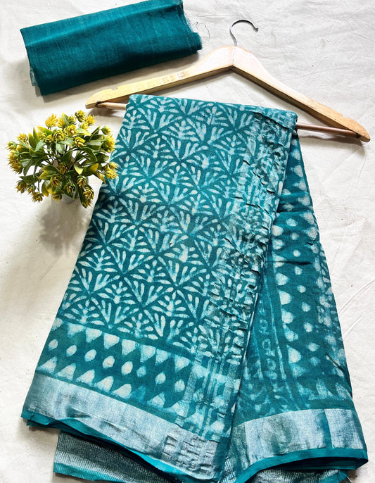PEONY COTTON LINEN SAREE