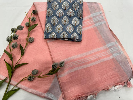Jaipur Cotton Linen Saree – Effortless, Soft & Elegant Drape