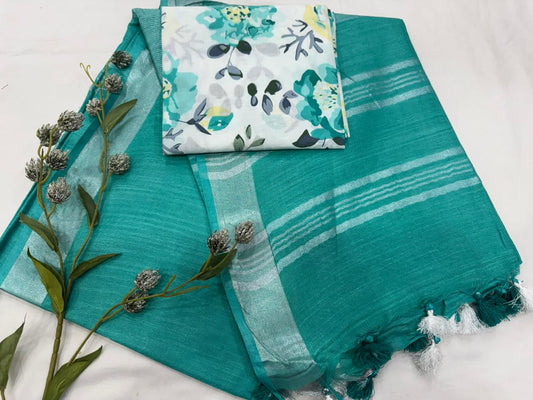 Cotton Linen Plain Saree – Soft, Lightweight & Jaipur Crafted