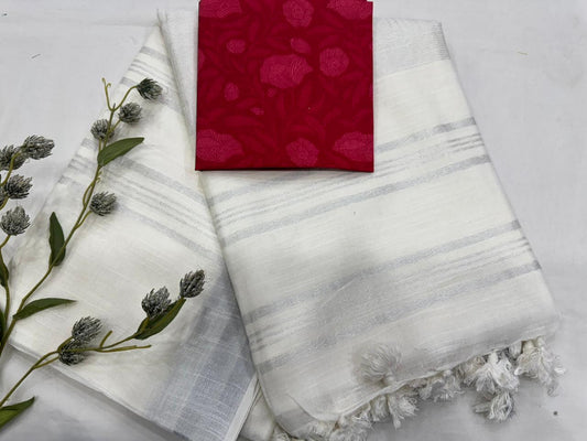 Soft & Comfortable Cotton Linen Saree – Slow-Made Jaipur