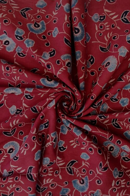 MAROON FLORAL JAAL AJRAKH HANDBLOCK PRINTED COTTON FABRIC