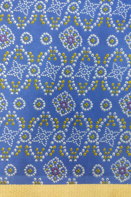 INDIGO BANDHEJ PATTERN HANDPRINTED COTTON FABRIC