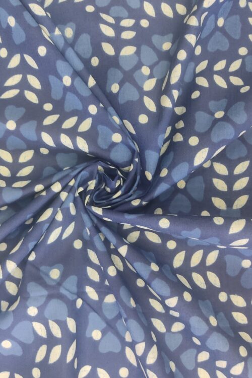 INDIGO FLORAL JAAL PATTERN HANDPAINTED COTTON FABRIC