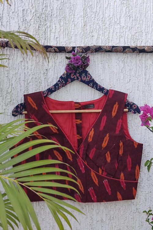 MAROON IKAT READYMADE BLOUSE