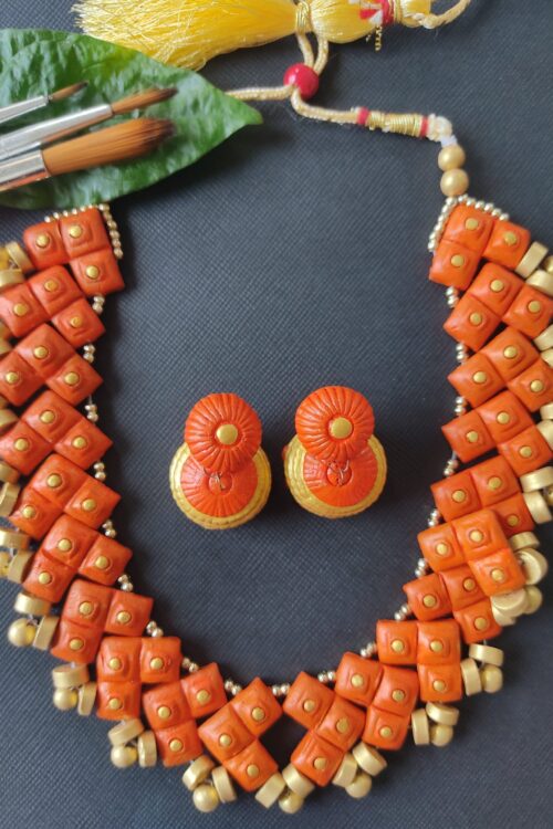 Terracotta Orange Handpainted Set