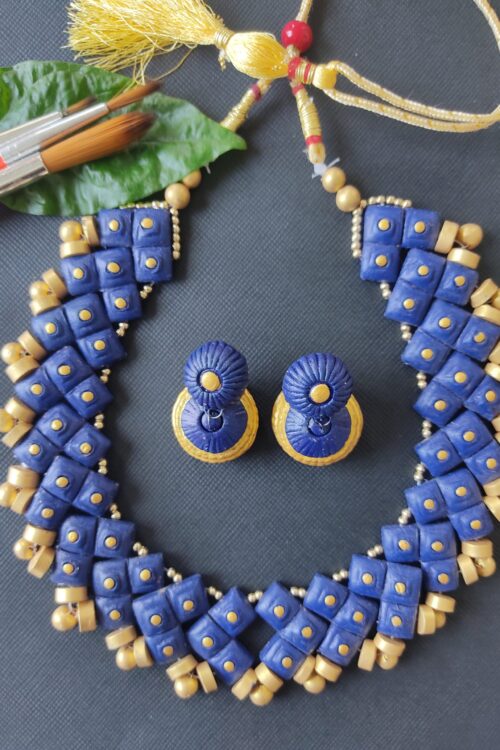 Terracotta Blue Handpainted Set