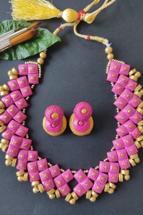 Terracotta Pink Handpainted Set