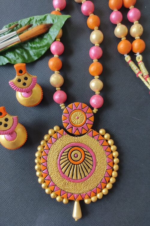 Terracotta Beaded Handpainted Set