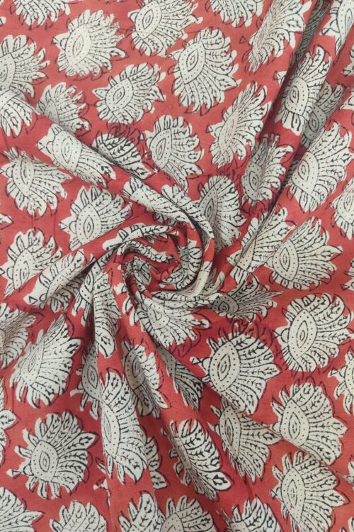 Madder Bagru Floral Butti Handblock Printed Cotton Fabric