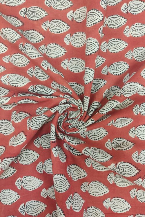 Madder Bagru Small Butti Handblock Printed Cotton Fabric