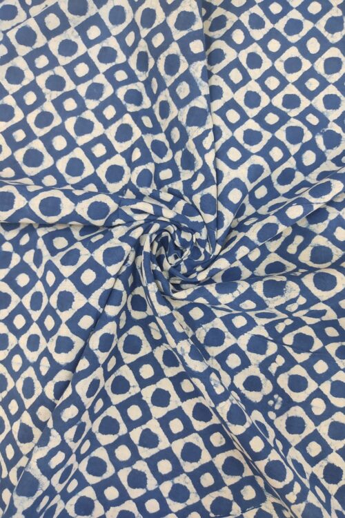 Indigo Gad Jaal Dabu Hand Block Printed Cotton Fabric