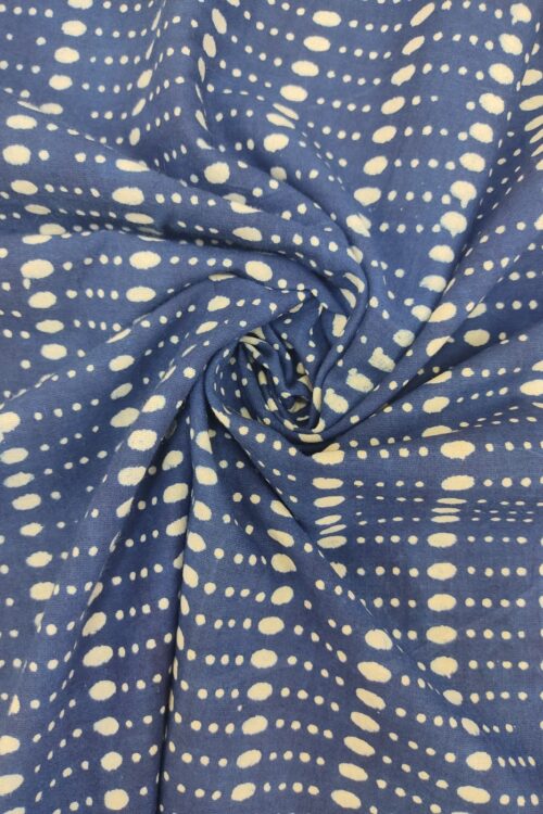 Indigo Small Dotting Dabu Hand Block Printed Cotton Fabric