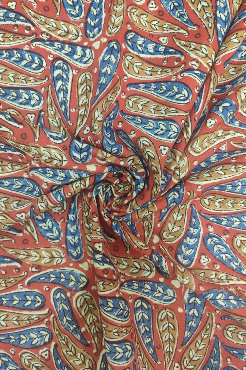 Red Paisley Jaal Kalamkari Handblock Print Cotton Fabric