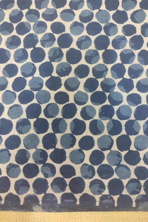 Indigo Honey Comb Dabu Hand Block Printed Cotton Fabric