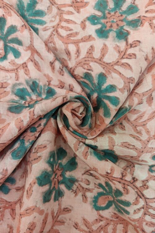 TOMATO RUST NATURAL DYES JAAL PRINT HANDBLOCK PRINTED COTTON FABRIC