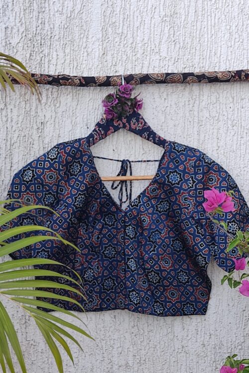 INDIGO STAR SILK READYMADE BLOUSE