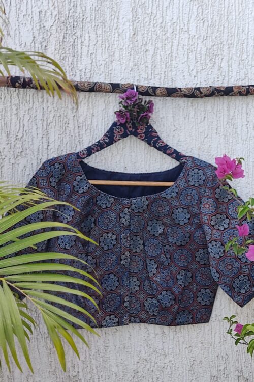 INDIGO GEO SILK READYMADE BLOUSE